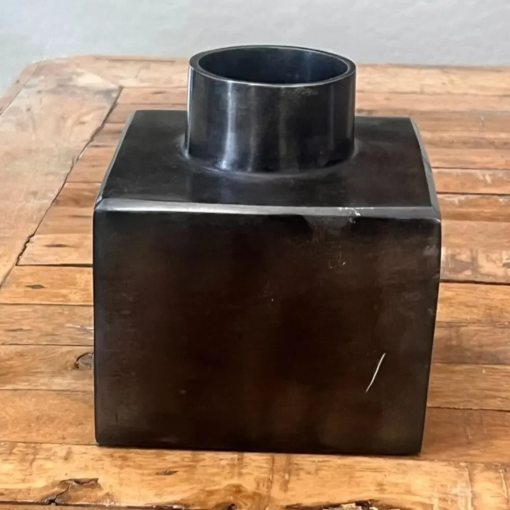 Pottery Barn Inkwell Sculpture Medium Bronze Cube 6 in Metal